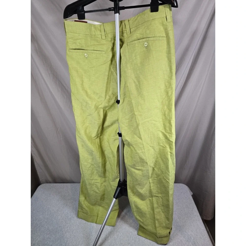 New PD Prestige Lime Colored ‎ Linen Pants In Size 36